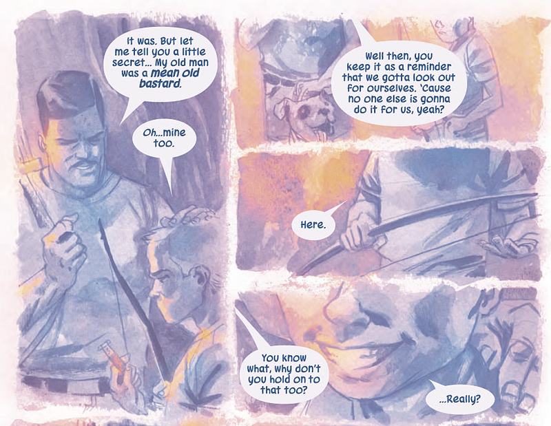 Ramón Pérez and Ian Herring’s art from this week’s All-New Hawkeye #4